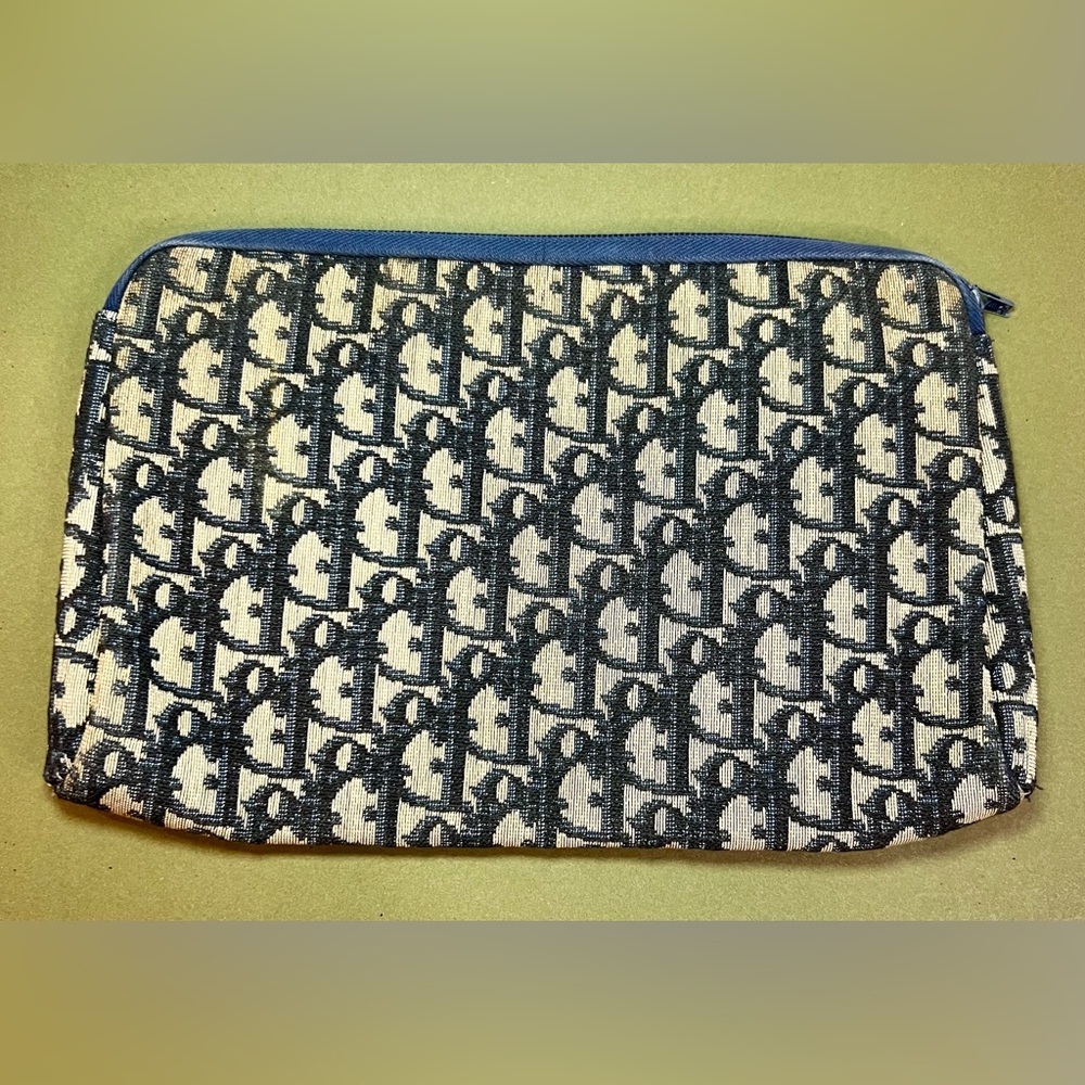 CHRISTIAN DIOR Navy Monogram Denim Clutch Vintage - Picture 2 of 5